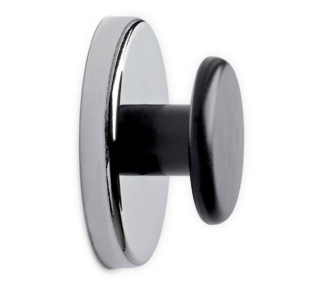 Magneet met knop MAUL Ø65mm trekkracht 12kg chroom/zwart