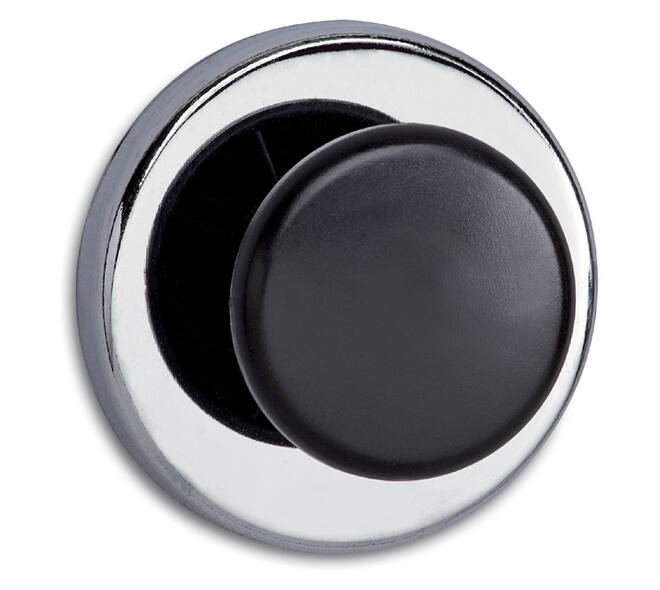 Magneet met knop MAUL Ø65mm trekkracht 12kg chroom/zwart