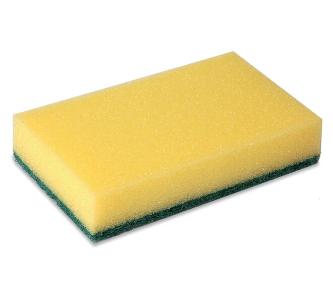 Schuurspons Cleaninq 140x90x28mm geel/groen 10 stuks