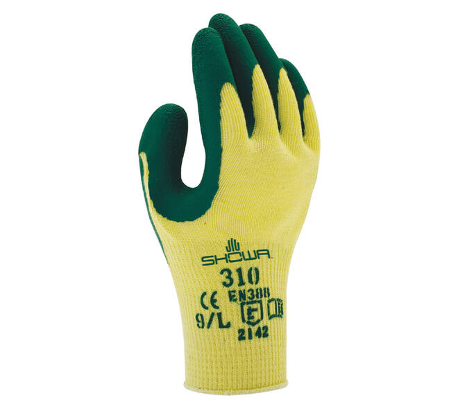 Handschoen Showa 310 grip latex M groen/geel