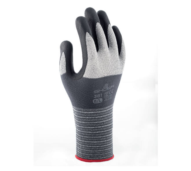 Handschoen Showa 381 grip nitril XL grijs