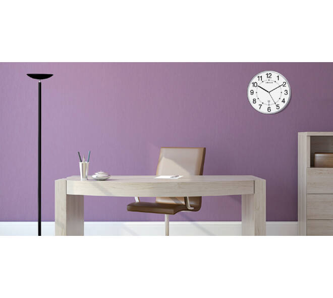 Wandklok Unilux Wave radio controlled Ø 30cm zilvergrijs/wit