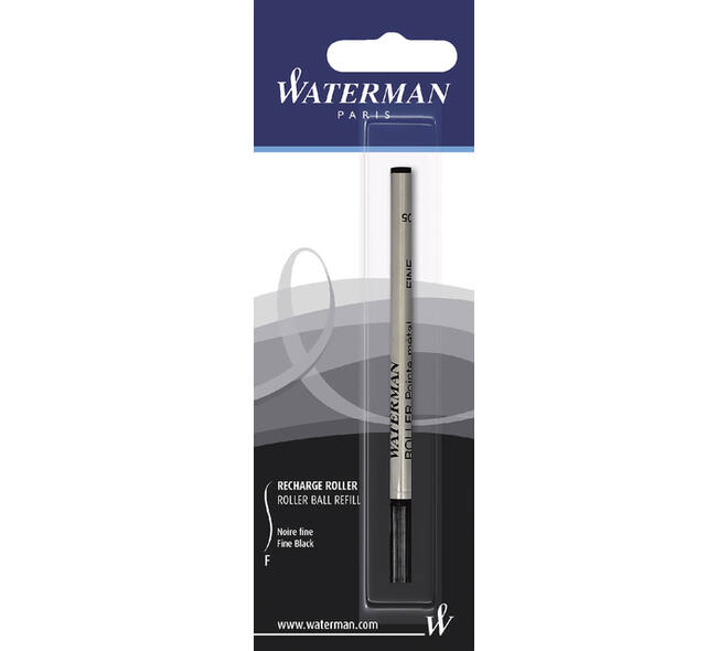 Rollerpenvulling Waterman fijn zwart blister à 1 stuk