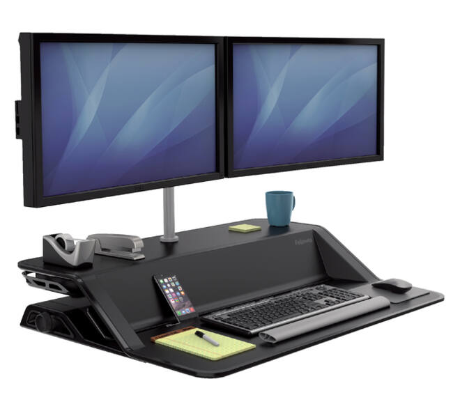 Zit-Sta monitorarm Fellowes dubbel zwart