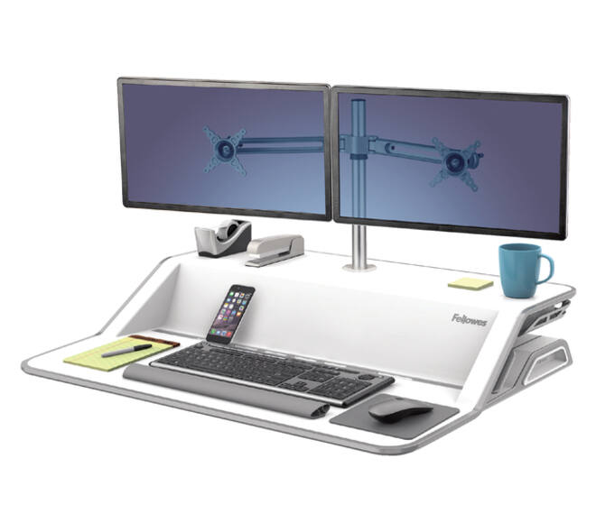 Zit-Sta monitorarm Fellowes dubbel zwart
