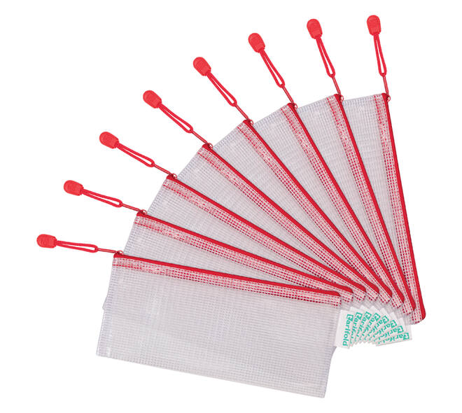 Opbergtas Tarifold met rits 250x115mm PVC rood