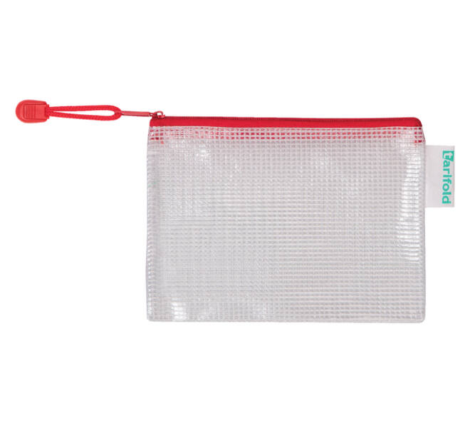 Opbergtas Tarifold met rits 160x110mm PVC rood