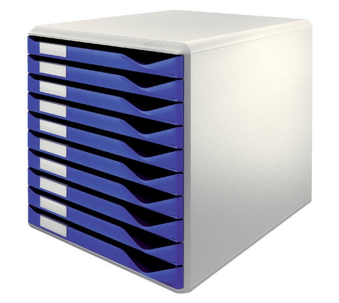 Ladenblok Leitz A4 10 laden blauw/wit