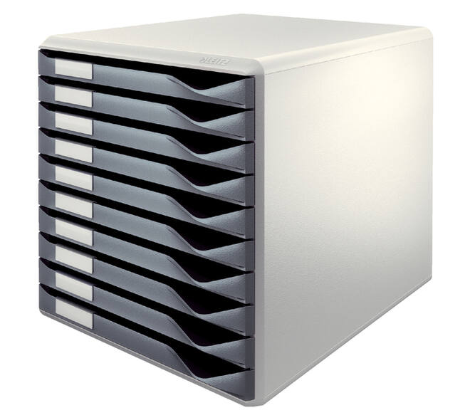 Ladenblok Leitz A4 10 laden donkergrijs/wit