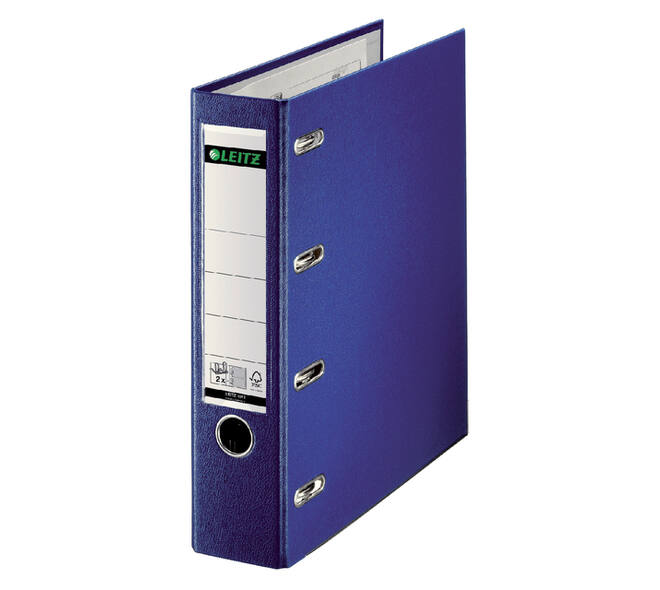 Giro-bank ordner Leitz A4 met dubbele mechaniek 80mm PP blauw
