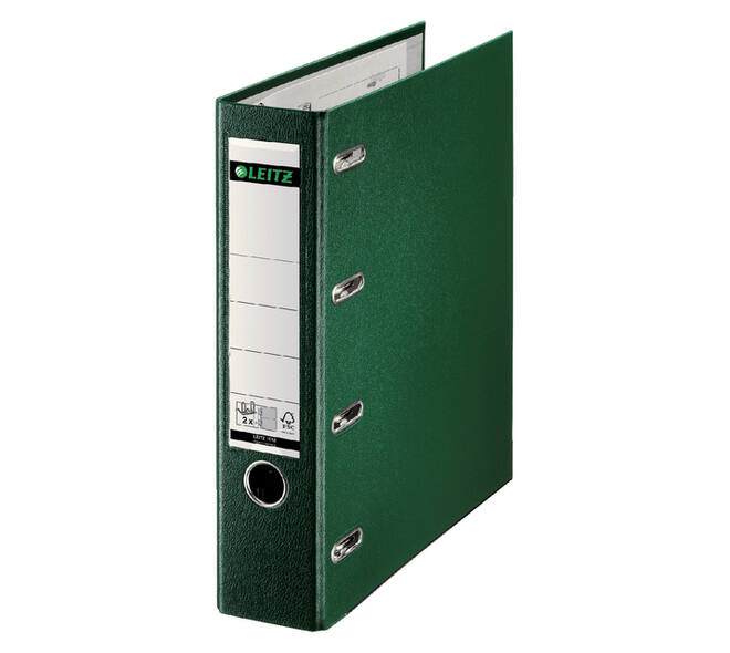 Giro-/bank ordner Leitz A4 met dubbele mechaniek 80mm PP groen