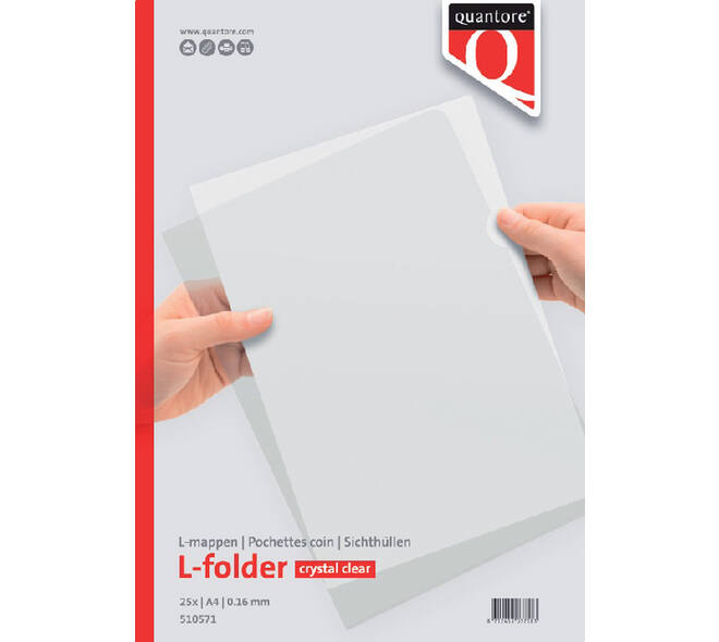 Insteekmap L-model Quantore A4 PP 0.16mm glad 25 stuks