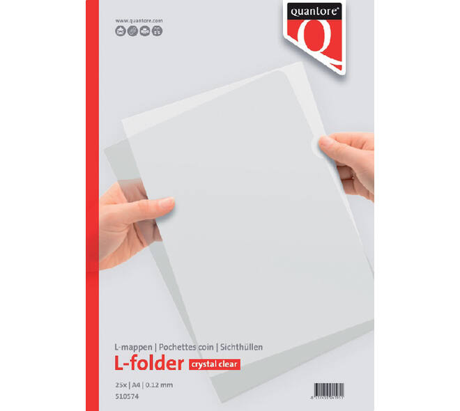 Insteekmap L-model Quantore A4 PP 0.12mm glad 25 stuks