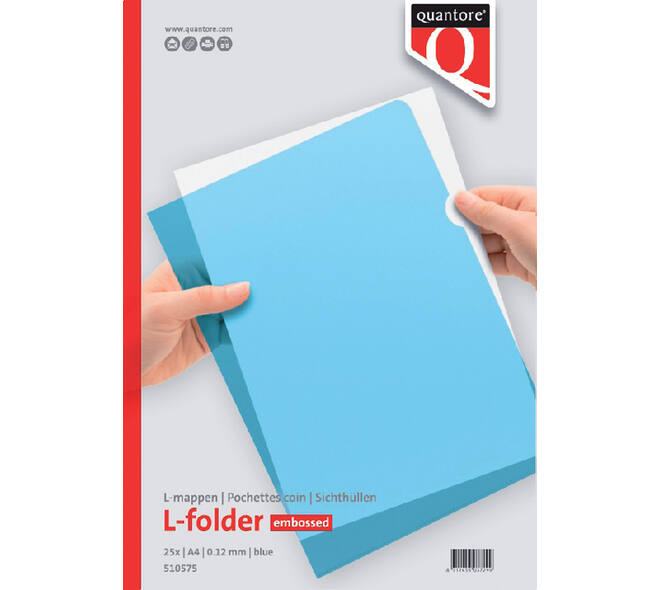 Insteekmap L-model Quantore A4 PP 0.12mm blauw 25 stuks