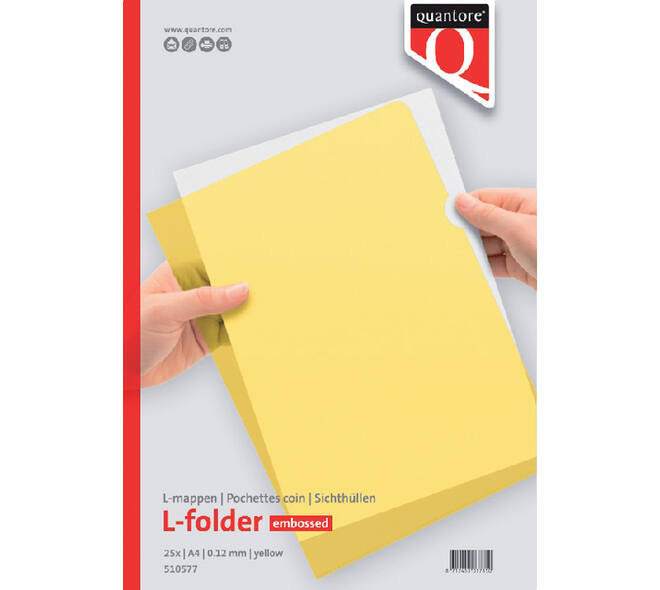 Insteekmap L-model Quantore A4 PP 0.12mm geel 25 stuks