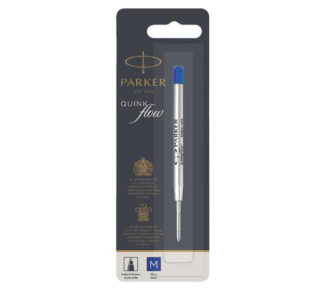 Balpenvulling Parker Quinkflow medium blauw blister à 1 stuk