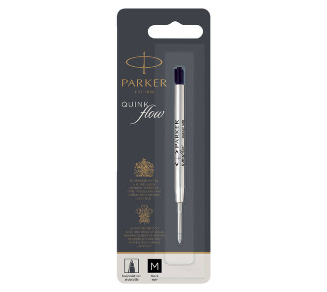 Balpenvulling Parker Quinkflow medium zwart blister à 1 stuk