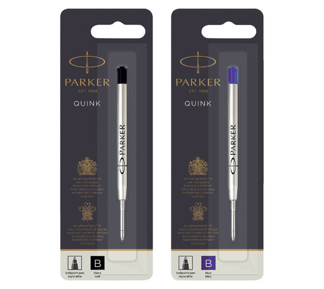 Balpenvulling Parker Quink breed blauw breed blister à 1 stuk