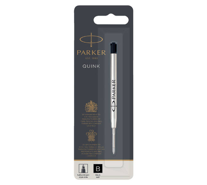 Balpenvulling Parker Quink breed zwart breed blister à 1 stuk