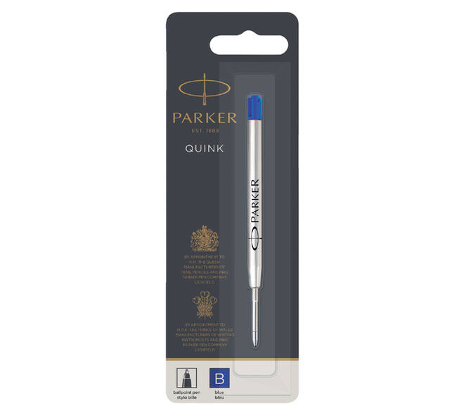 Balpenvulling Parker Quink breed blauw breed blister à 1 stuk