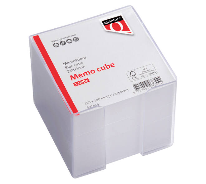 Memokubus Quantore 10x10x9cm transparant met 900vel