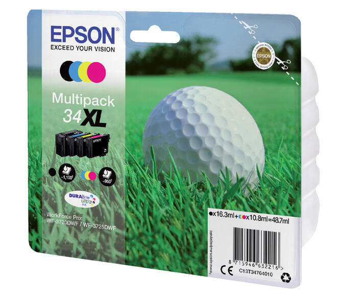Inktcartridge Epson 34XL T3476 zwart + 3 kleuren