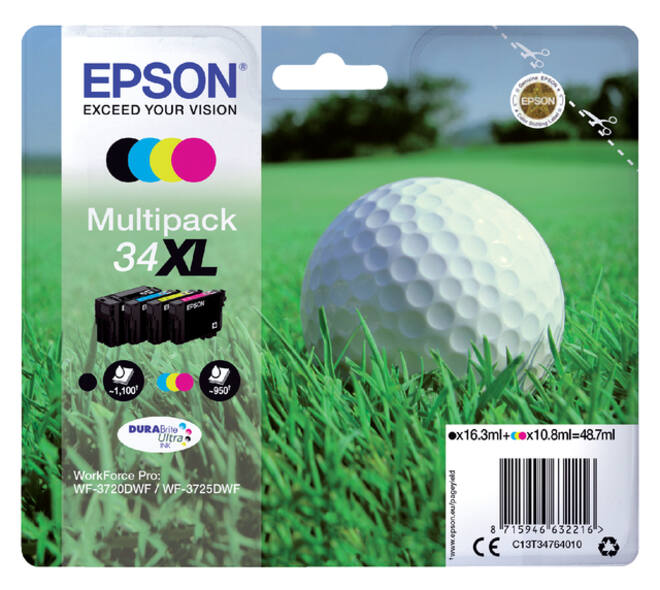 Inktcartridge Epson 34XL T3476 zwart + 3 kleuren