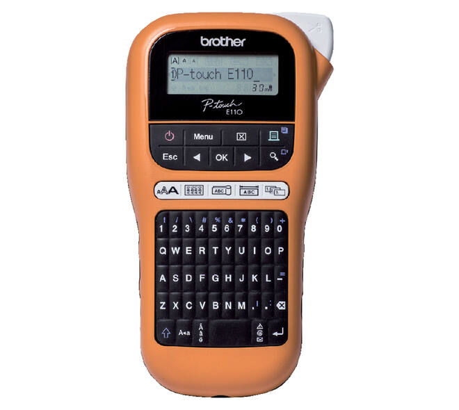 Labelprinter Brother P-touch TZe PT-E110VP draagbaar qwerty 12mm oranje