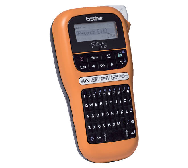 Labelprinter Brother P-touch TZe PT-E110VP draagbaar qwerty 12mm oranje