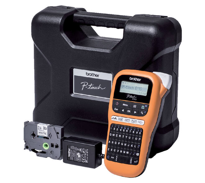 Labelprinter Brother P-touch TZe PT-E110VP draagbaar qwerty 12mm oranje