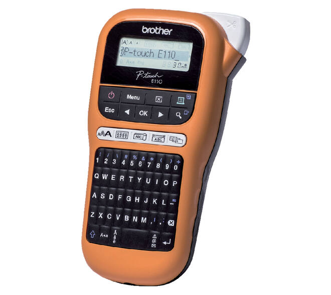 Labelprinter Brother P-touch TZe PT-E110VP draagbaar qwerty 12mm oranje