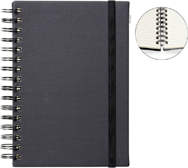 Notitieboek Quantore A5 spiraal lijn 192 pagina's 80gr zwart