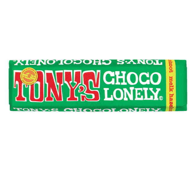 Chocolade Tony's Chocolonely hazelnoot reep 47gr