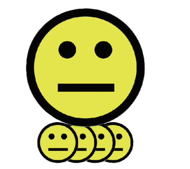 Magneet smiley 50mm emotie neutraal geel 5 stuks
