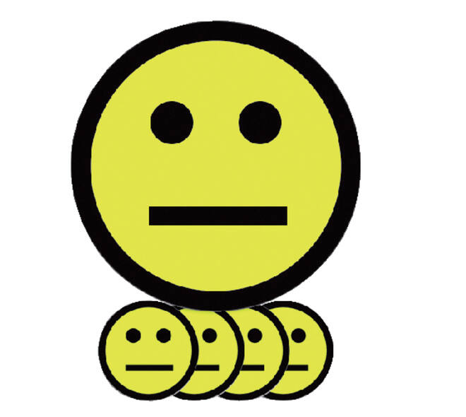 Magneet smiley 75mm emotie neutraal geel 5 stuks