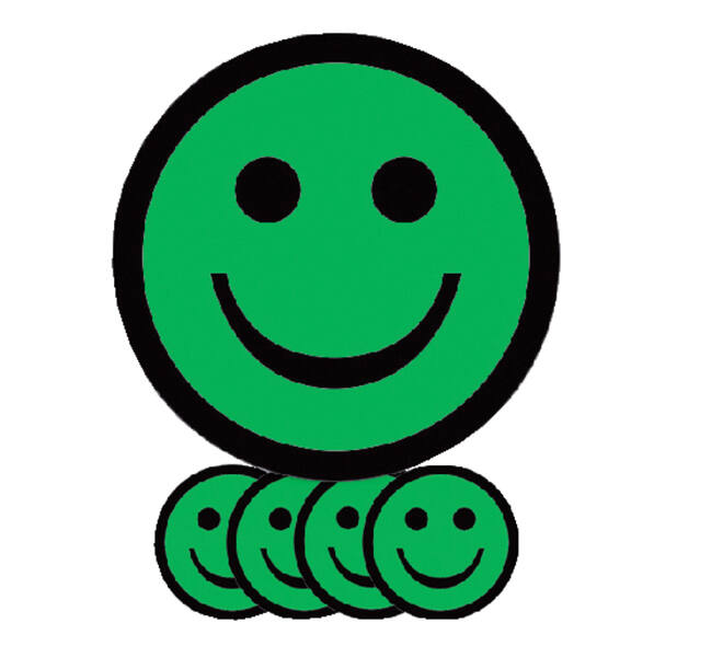 Magneet smiley 75mm emotie blij groen 5 stuks