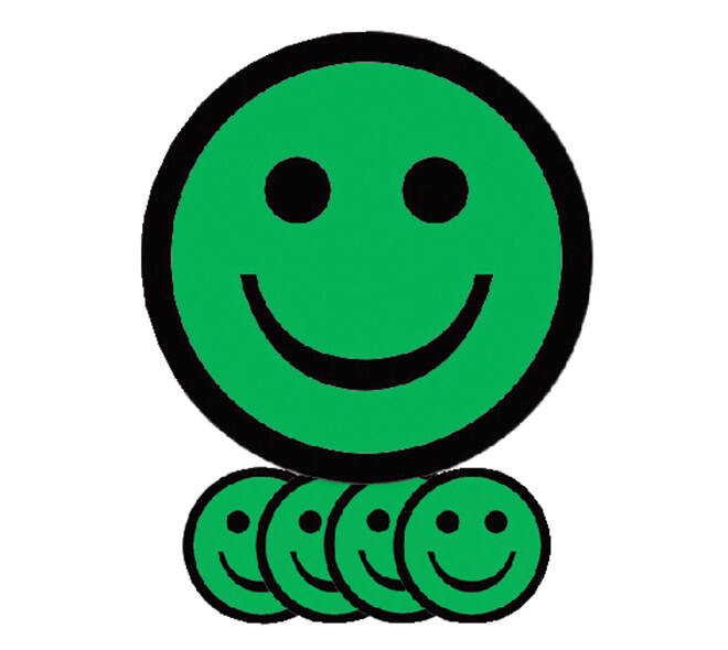 Magneet smiley 25mm emotie blij groen 5 stuks