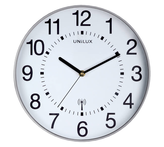 Wandklok Unilux Maxi radio controlled Ø 37.5cm lichtgrijs/wit