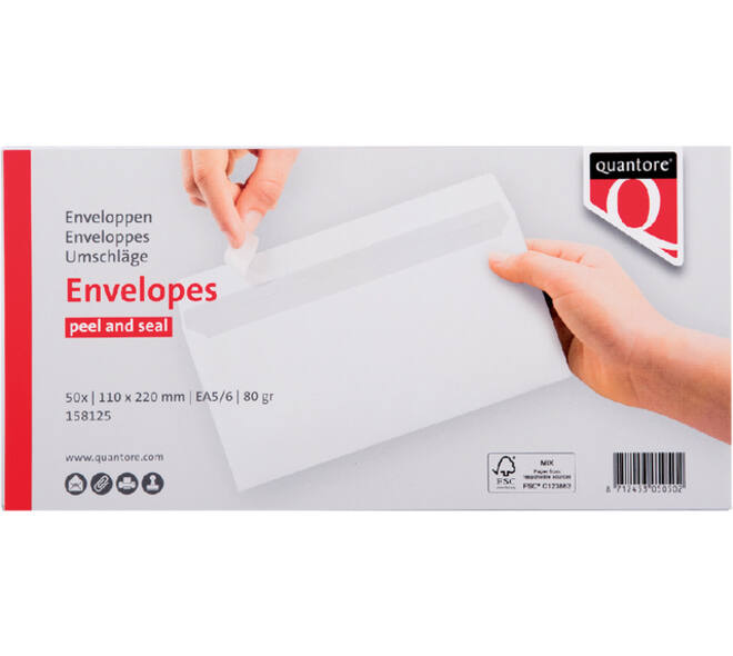 Envelop Quantore bank EA5/6 110x220mm zelfklevend wit 50 stuks
