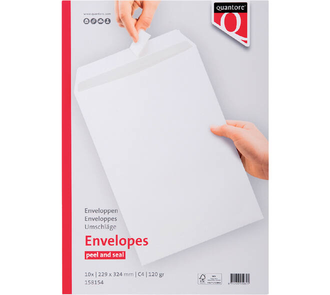 Envelop Quantore akte C4 229x324mm zelfklevend wit 10 stuks