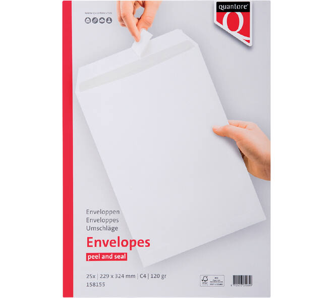 Envelop Quantore akte C4 229x324mm zelfklevend wit 25 stuks