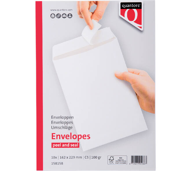 Envelop Quantore akte C5 162x229mm zelfklevend wit 10 stuks