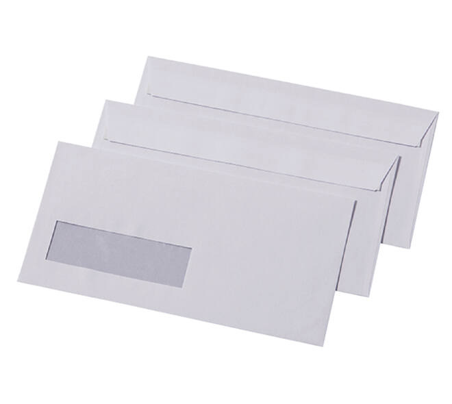 Envelop Quantore 110x220mm venster 3x10cm links zelfklevend 500 stuks
