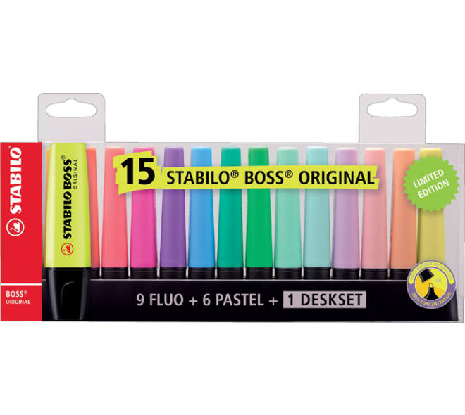 Markeerstift STABILO BOSS Original 70/15 assorti deskset à 15 stuks
