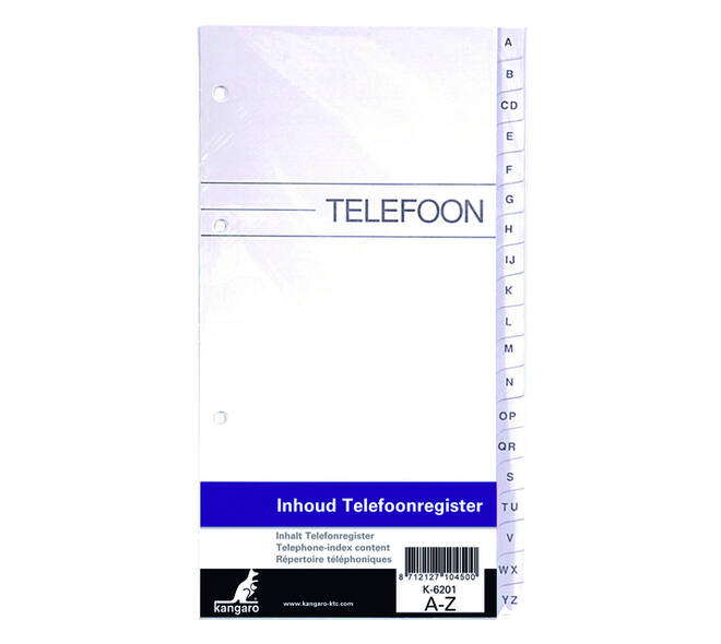 Telefoonregister navulling Kangaro A-Z 200x100mm 4-rings
