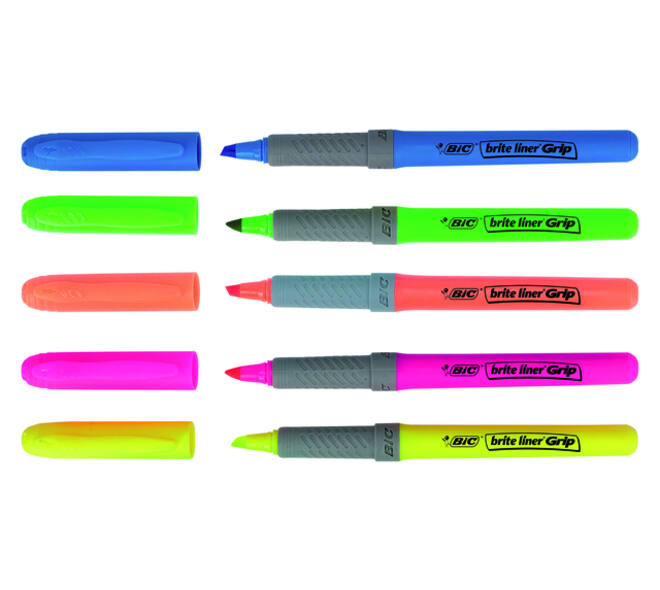 Markeerstift Bic brite liner grip geel