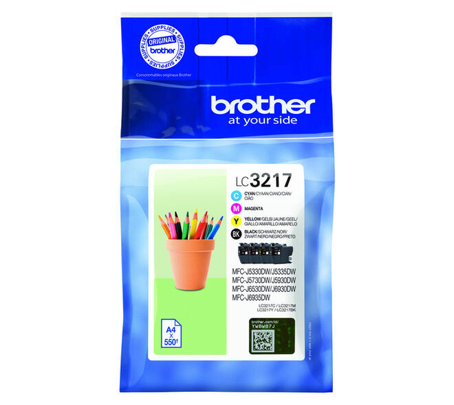 Inktcartridge Brother LC-3217 zwart + 3 kleuren