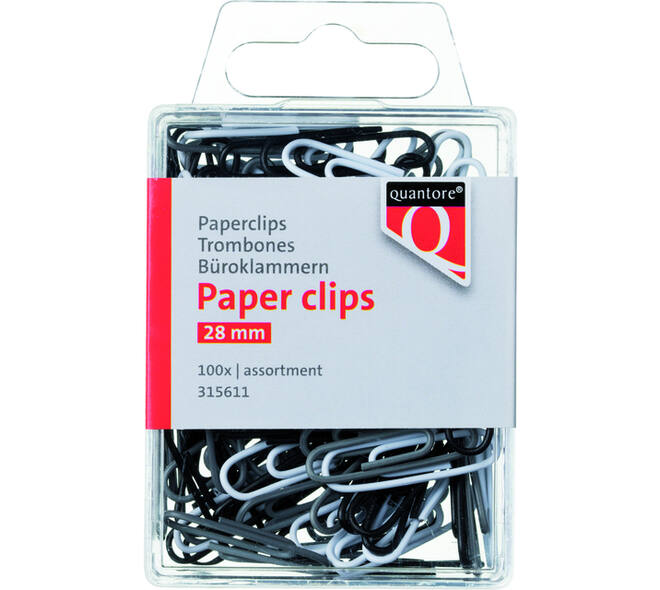 Paperclip Quantore blister 28mm assorti 100 stuks