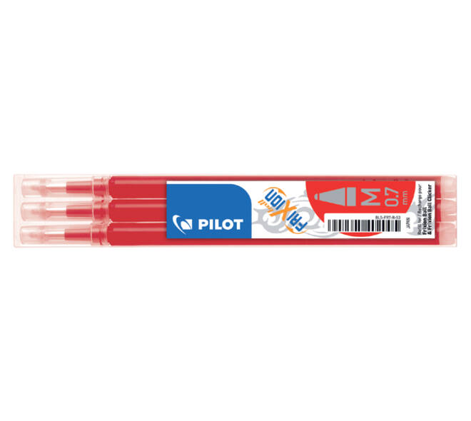 Rollerpenvulling PILOT friXion medium rood set à 3 stuks