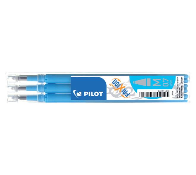 Rollerpenvulling PILOT friXion medium lichtblauw set à 3 stuks